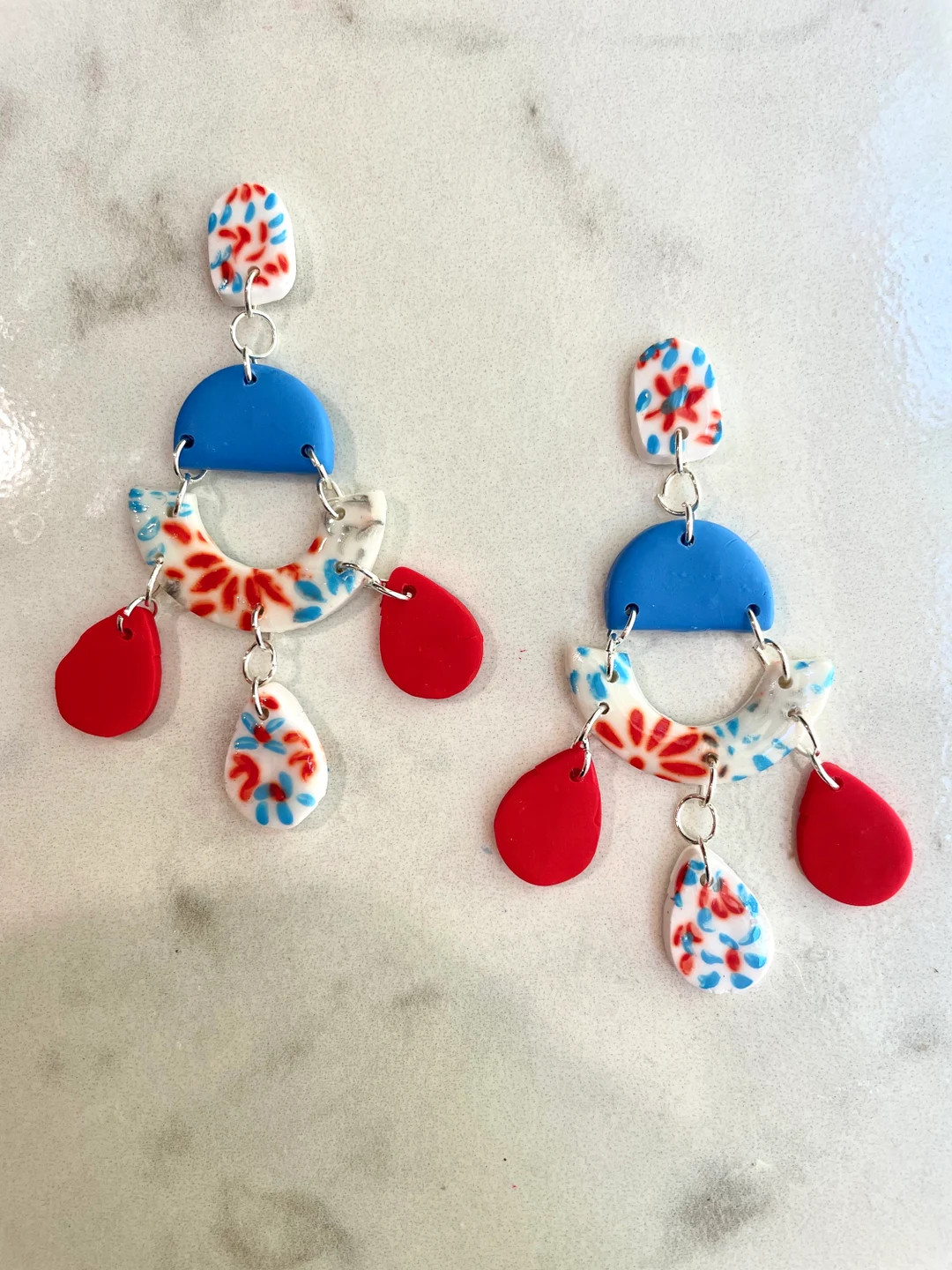 Fourth of July Teardrop Polymer Clay Earring - Etsy | Etsy (US)