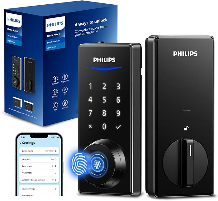 Philips Fingerprint Smart Lock, Keyless Entry Door Lock, Smart Door Locks for Front Door, Keypad ... | Amazon (US)