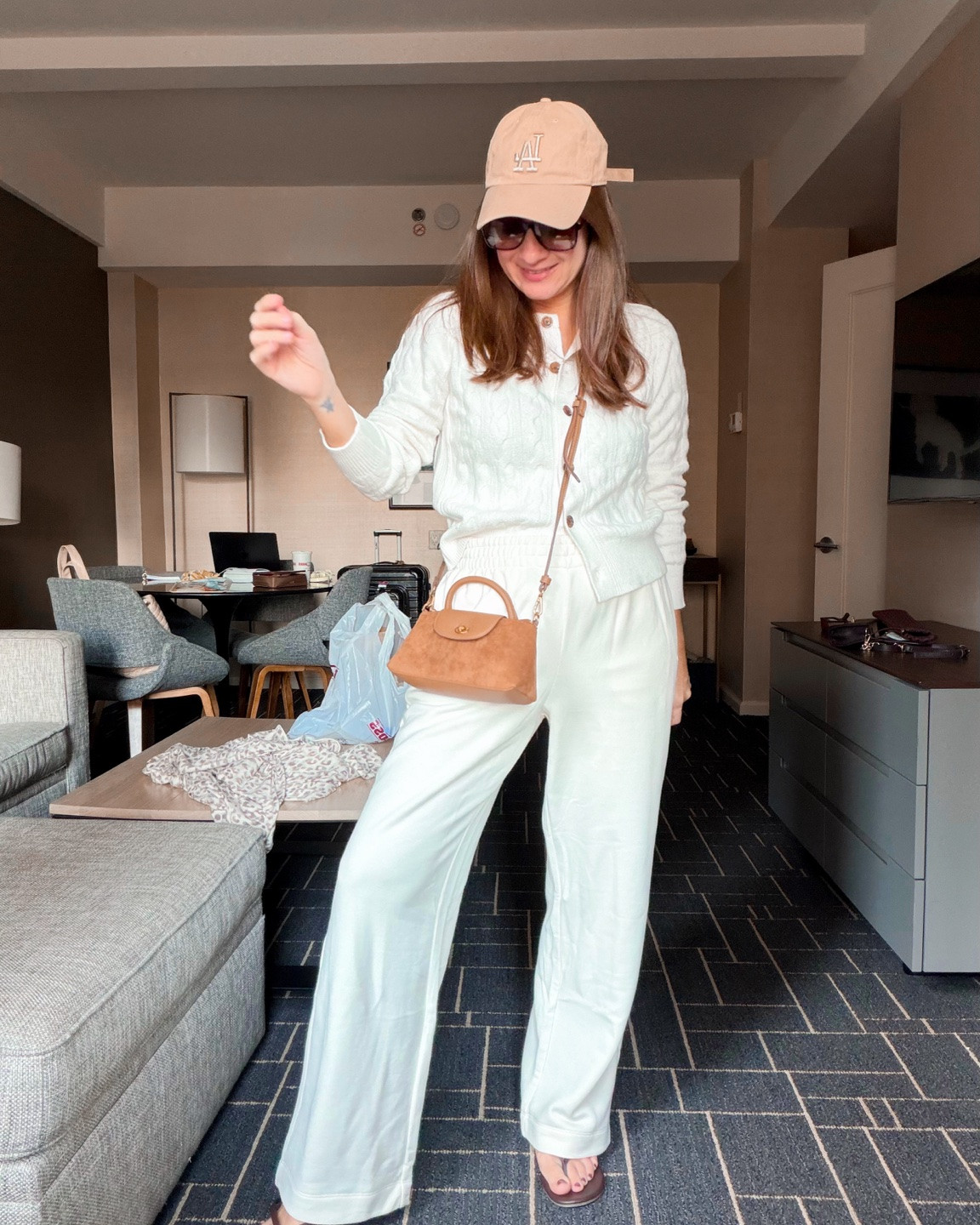 Casual early fall coffee run OOTD! This cardigan is SO soft and ￼and these french terry wide leg sweat pants are a favorite of mine!

#LTKSeasonal #LTKOver40