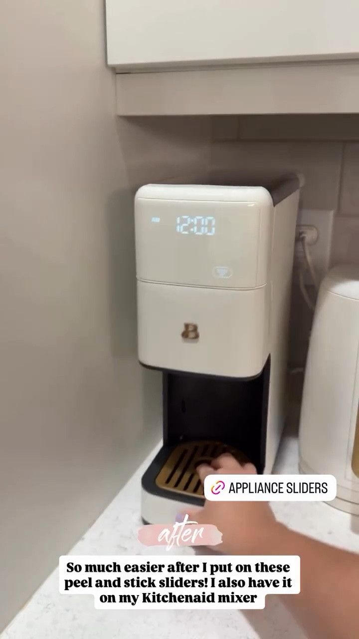 APPLIANCE SLIDERS! So much easier after I put on these peel and stick sliders! I also have it on my Kitchenaid mixer