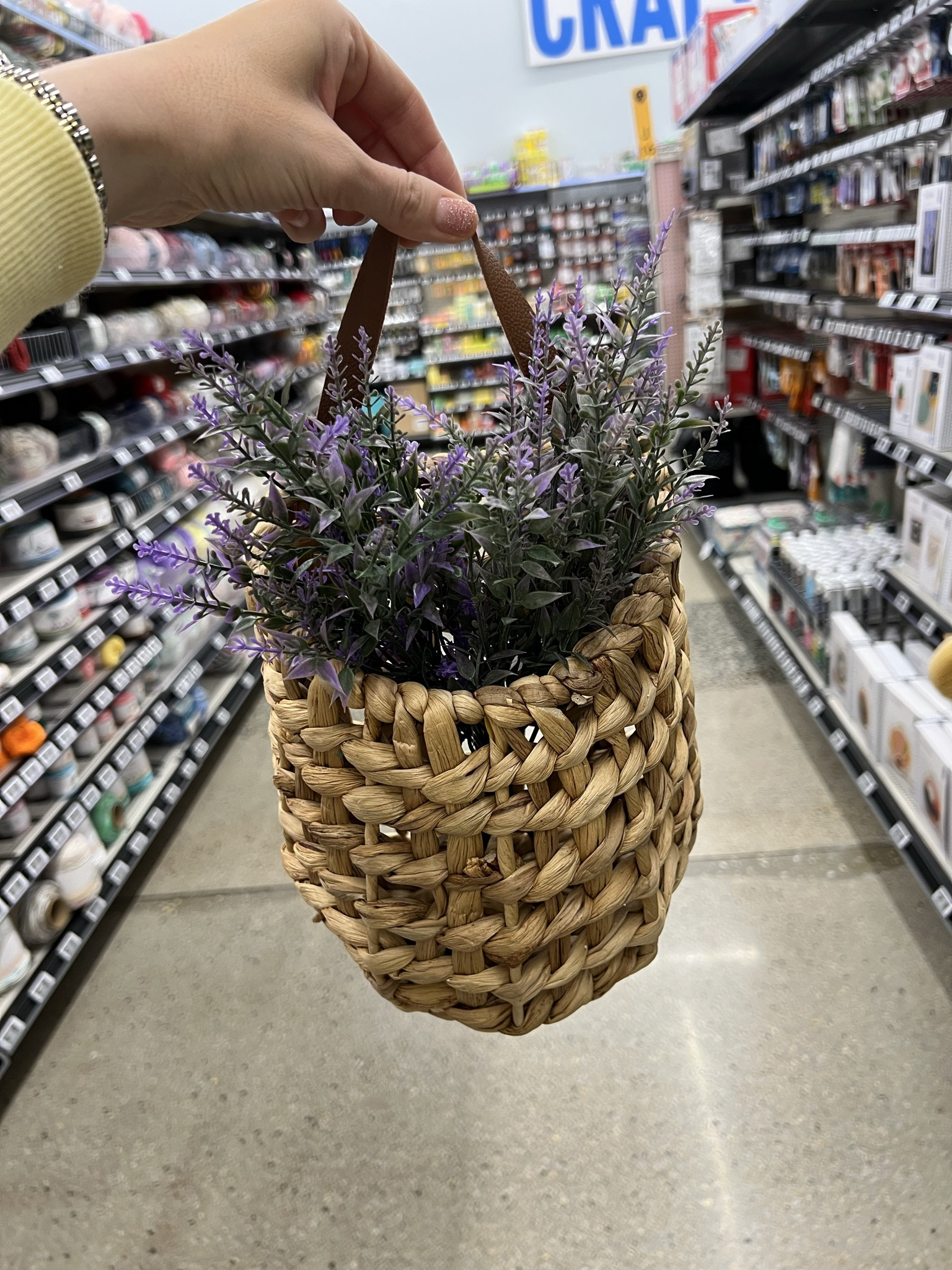 Walmart basket an faux lavender stems makes the prettiest affordable front door decor for Easter and spring! #walmarthome 

#LTKHome