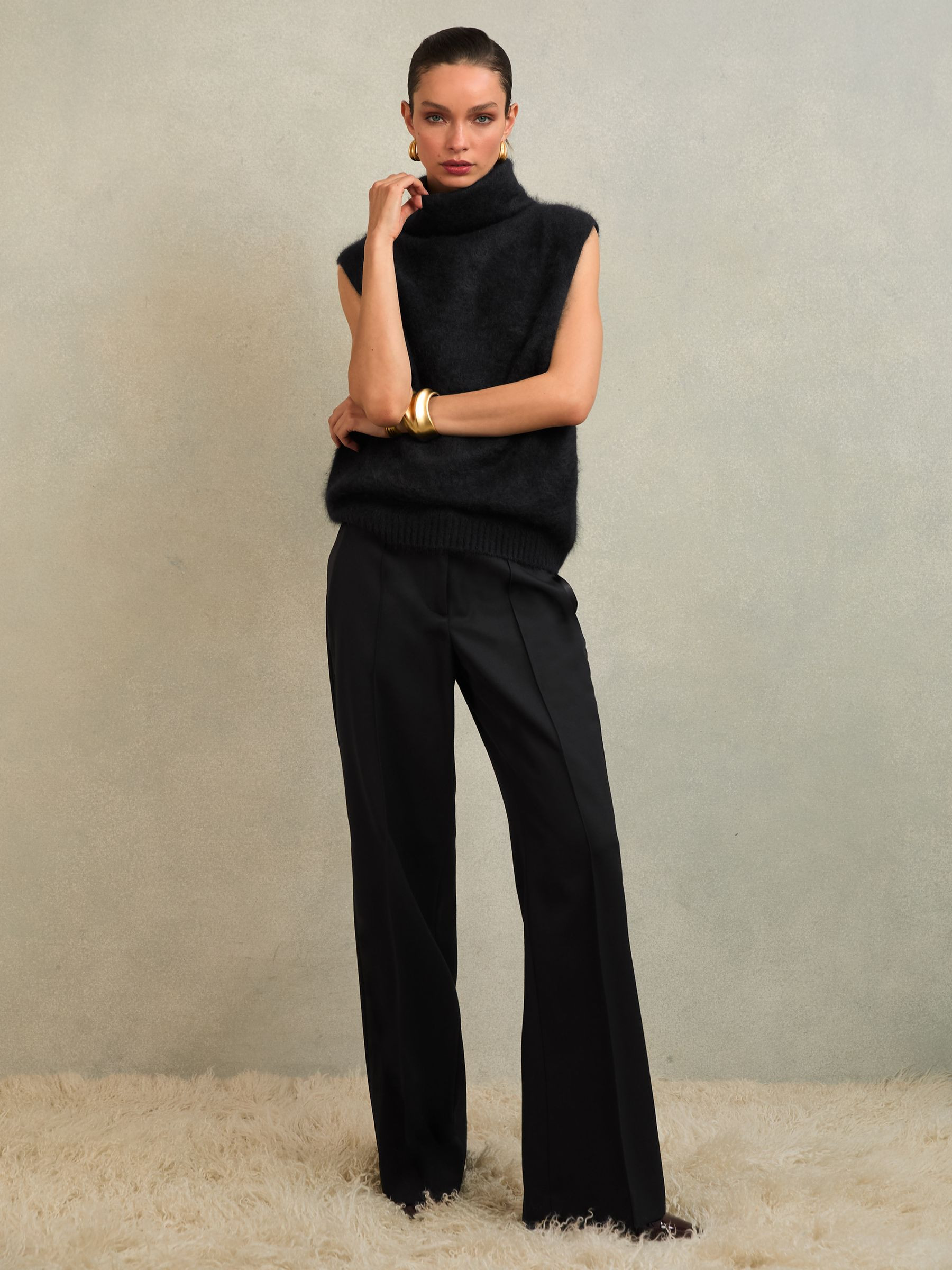 Atelier 100% Brushed-Cashmere Tank Top in Black | Reiss UK