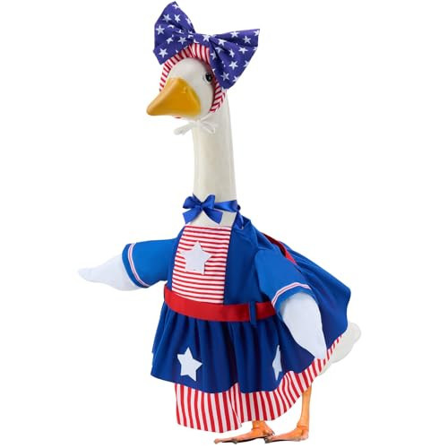 EKOREST Patriotic Porch Goose Outfits for 23 Inch Lawn Statue, 4th of July Costume for Plastic/Cement Statue, Seasonal Sculpture Clothes for Garden Patio USA 250th Anniversary Decoration | Amazon (US)