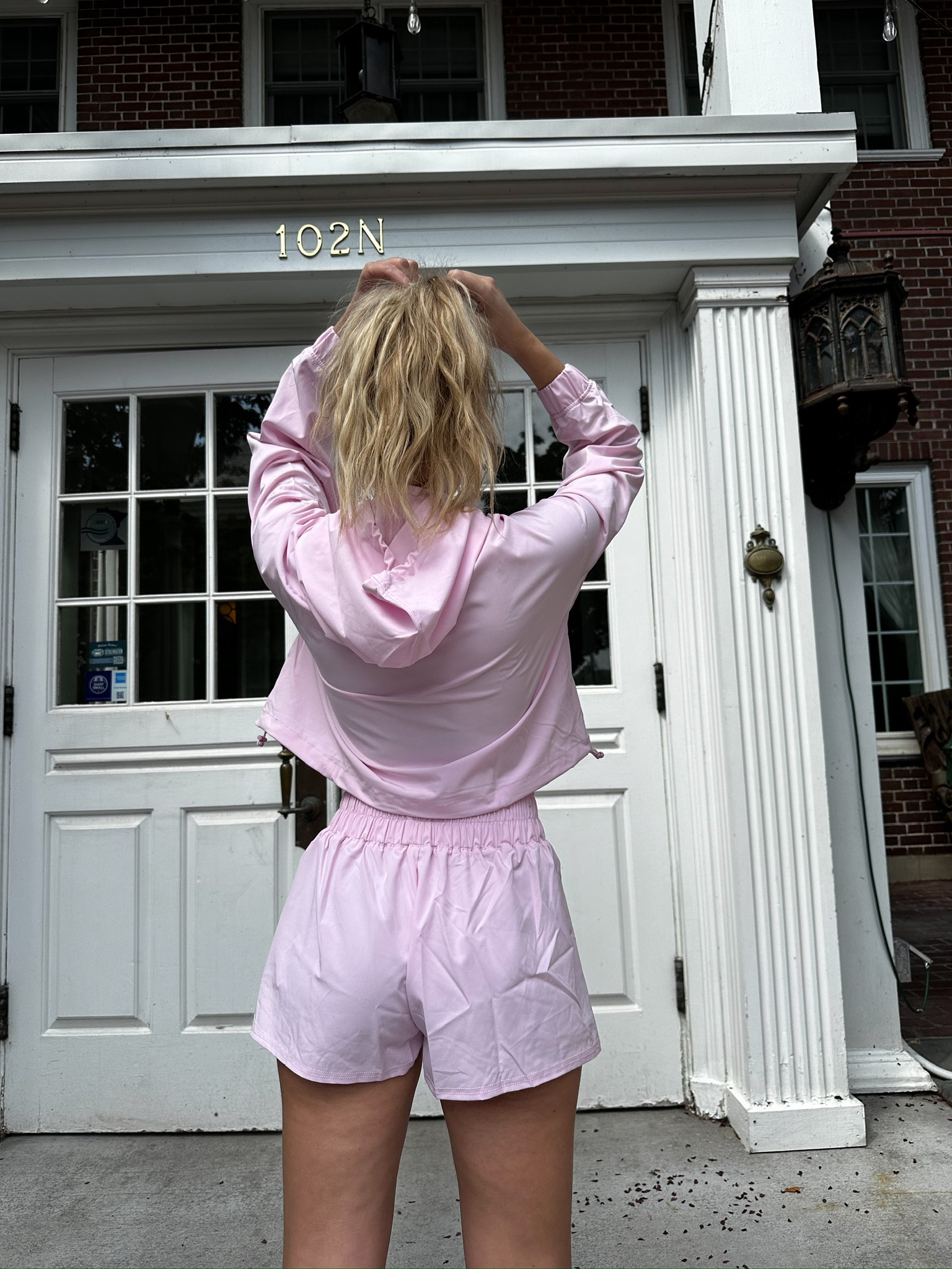 comfy casual/athletic pink shorts and pink hoodie set  

#LTKActive #LTKSeasonal #LTKFitness