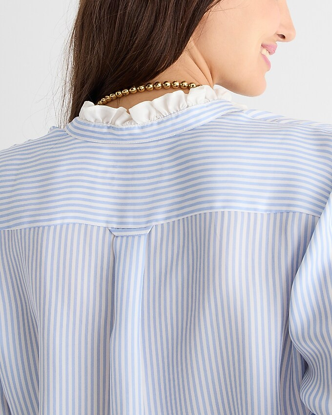Drapey cupro-blend ruffle-trim shirt in stripe | J. Crew US