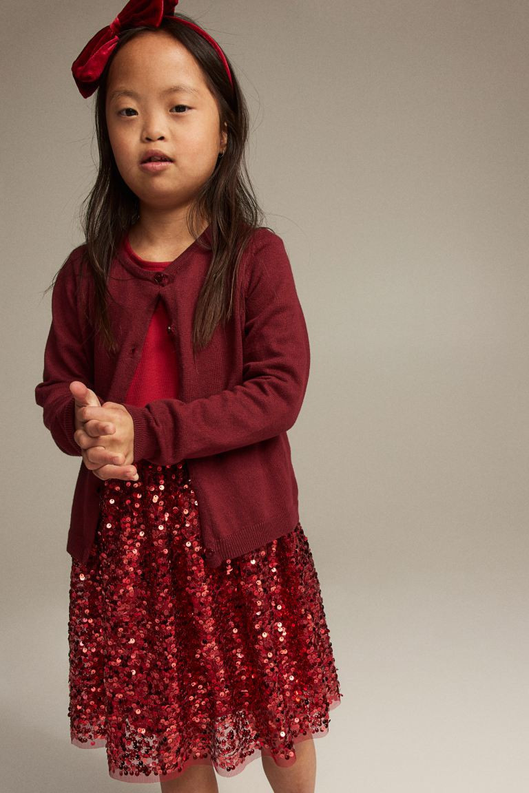 Sequined jersey dress - Red - Kids | H&M GB | H&M (UK, MY, IN, SG, PH, TW, HK)
