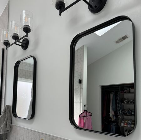 I love these mirrors and how perfectly they fit with the size of my vanities and lights above.

Super easy to hang too!

#LTKfamily #LTKhome