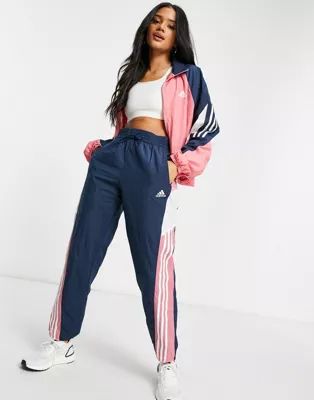 adidas Training Game time woven tracksuit in pink and blue | ASOS (Global)