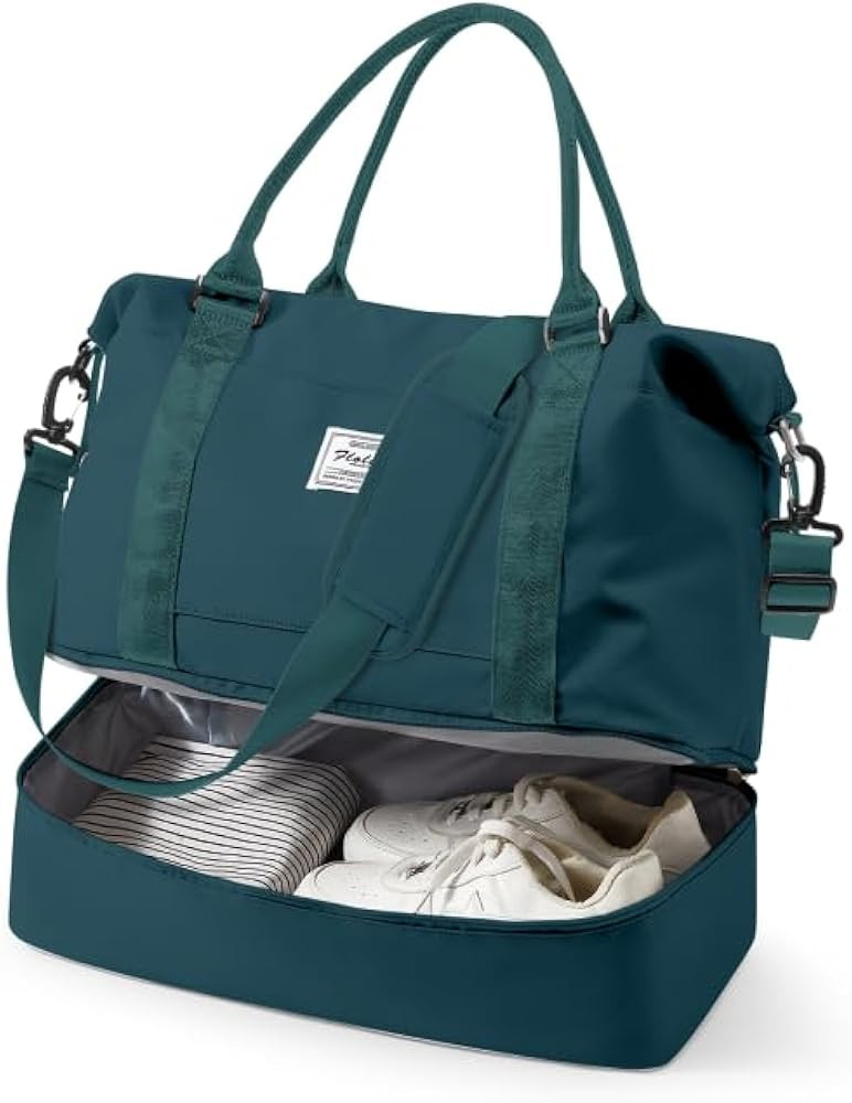 Spirit Travel Duffel Bag - 18x14x8 Inches Weekender Overnight Bag with Shoes Compartment, Trolley... | Amazon (US)