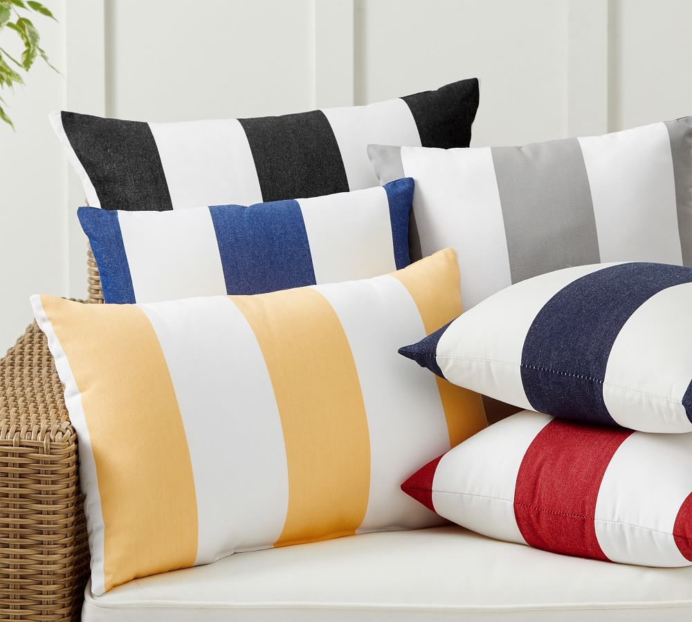 Sunbrella® Awning Striped Indoor/Outdoor Pillows | Pottery Barn (US)