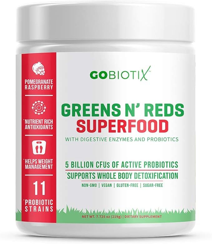 GoBiotix Super Greens Powder N' Super Reds Powder - Non-GMO Vegan Red and Green Superfood + Probi... | Amazon (US)