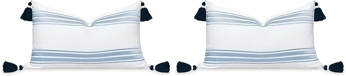 Hofdeco Premium Coastal Patio Indoor Outdoor Lumbar Pillow Cover Only, 12"x20" Water Repellent fo... | Amazon (US)