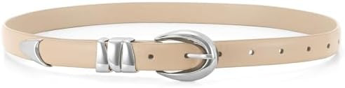 WHIPPY Women Skinny Leather Belt for Jeans Pants Dresses Ladies Fashion Waist Belt with Shiny Gol... | Amazon (US)