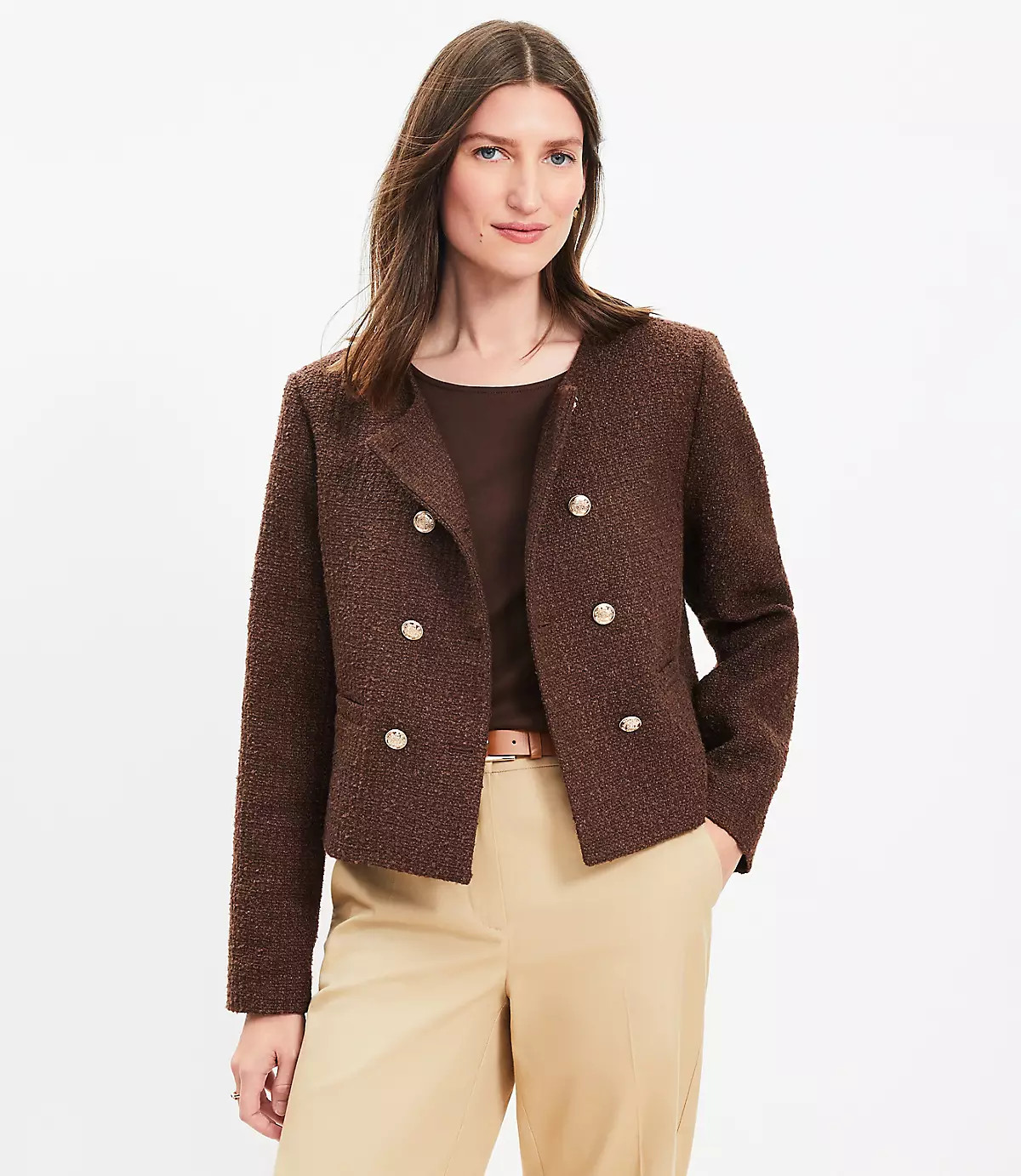 Tweed Double Breasted Jacket | LOFT