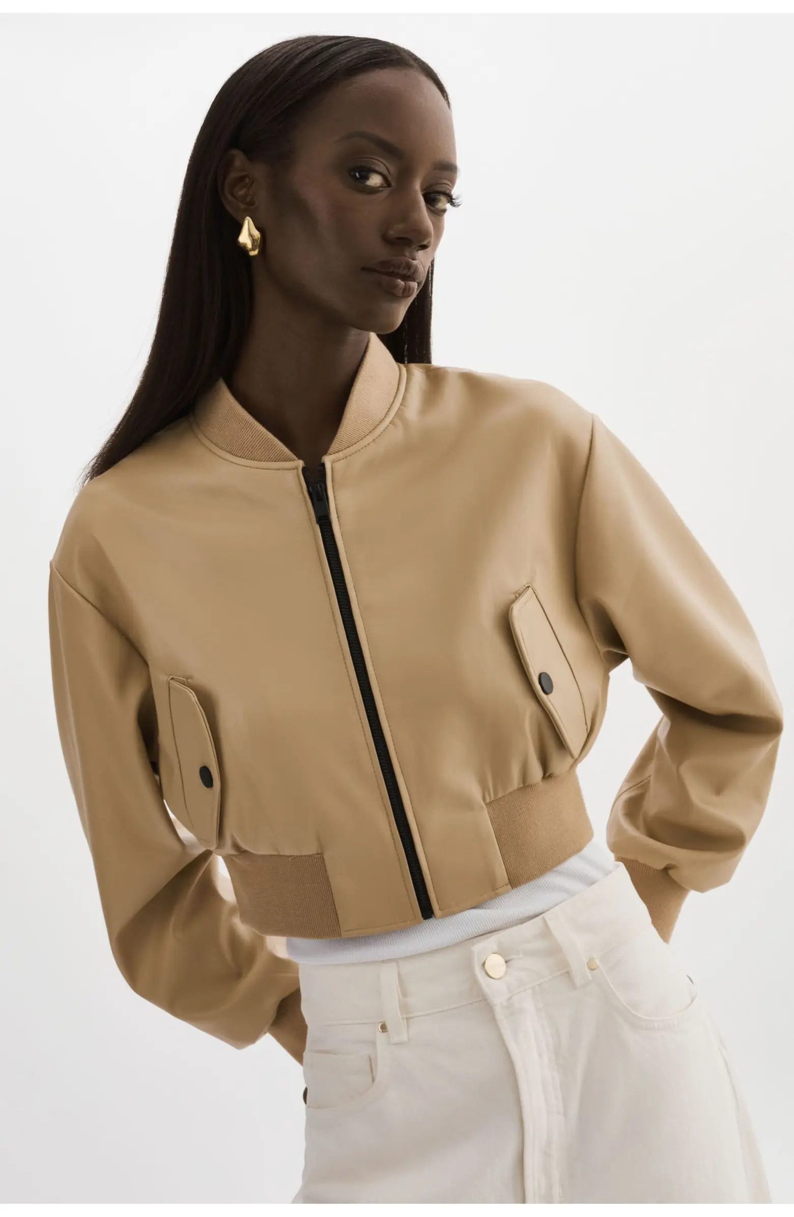 LAMARQUE EVELIN | Faux Leather Cropped Bomber | Nordstrom | Nordstrom