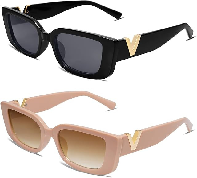 Allarallvr 2 Pack Rectangle Sunglasses for Women 90s Retro Trendy Y2K Aesthetic Vintage Square Su... | Amazon (CA)