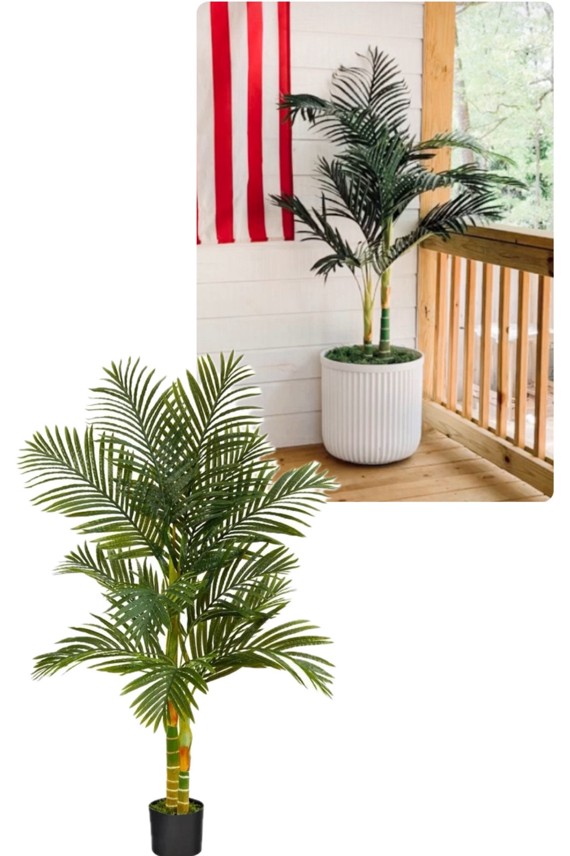 The palm tree I added to my back porch on my dining side of the deck.

This is the 5 ft Golden Cane palm from @nearlynatural, it is so realistic and I found it for less than $50 on @walmart !!!! 

#outdoordecor #palmtree #homedecor #nomaintenancetree #walmart #walmarthome 

#LTKfindsunder50 #LTKhome #LTKstyletip