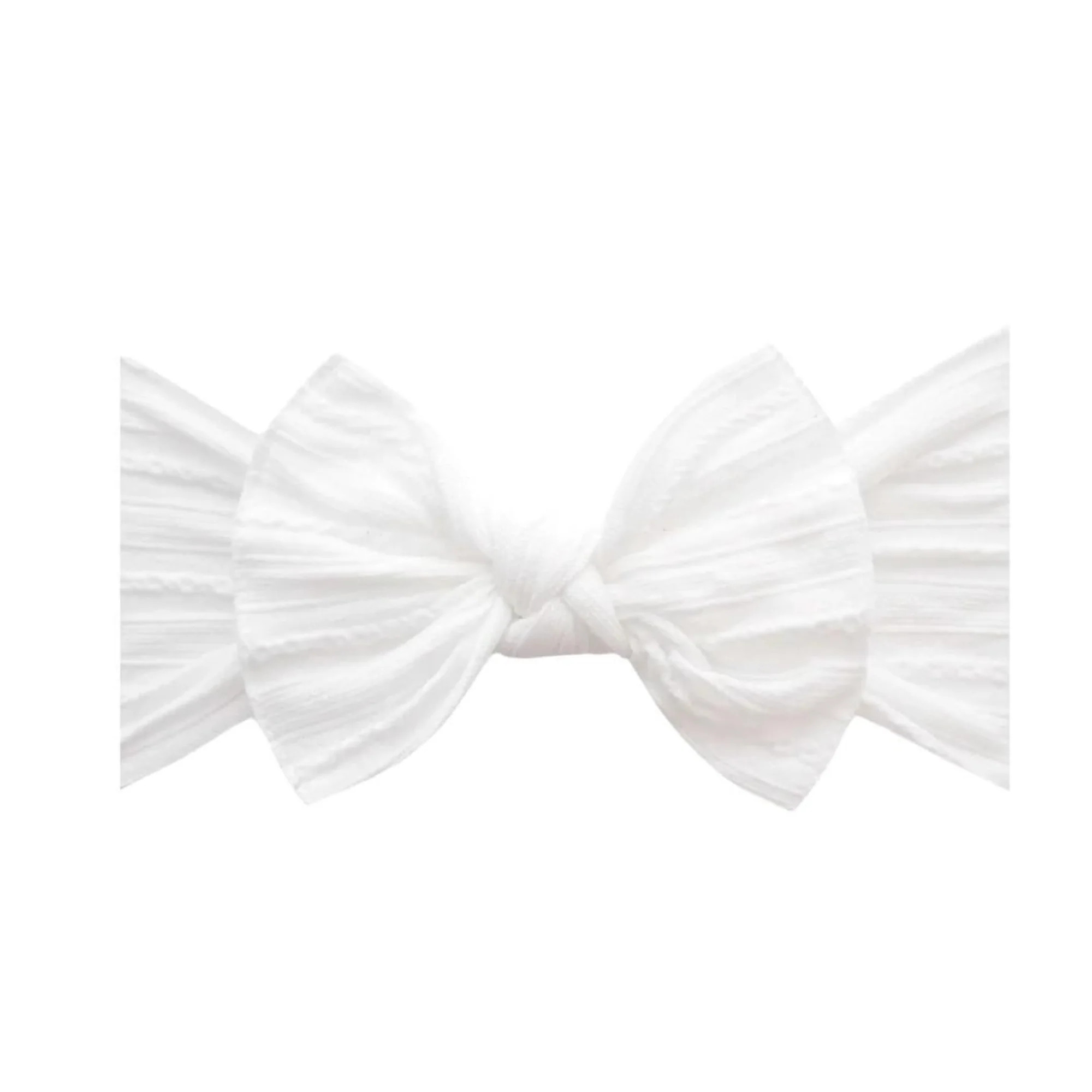 Cable Knit Knot Bow, White | SpearmintLOVE