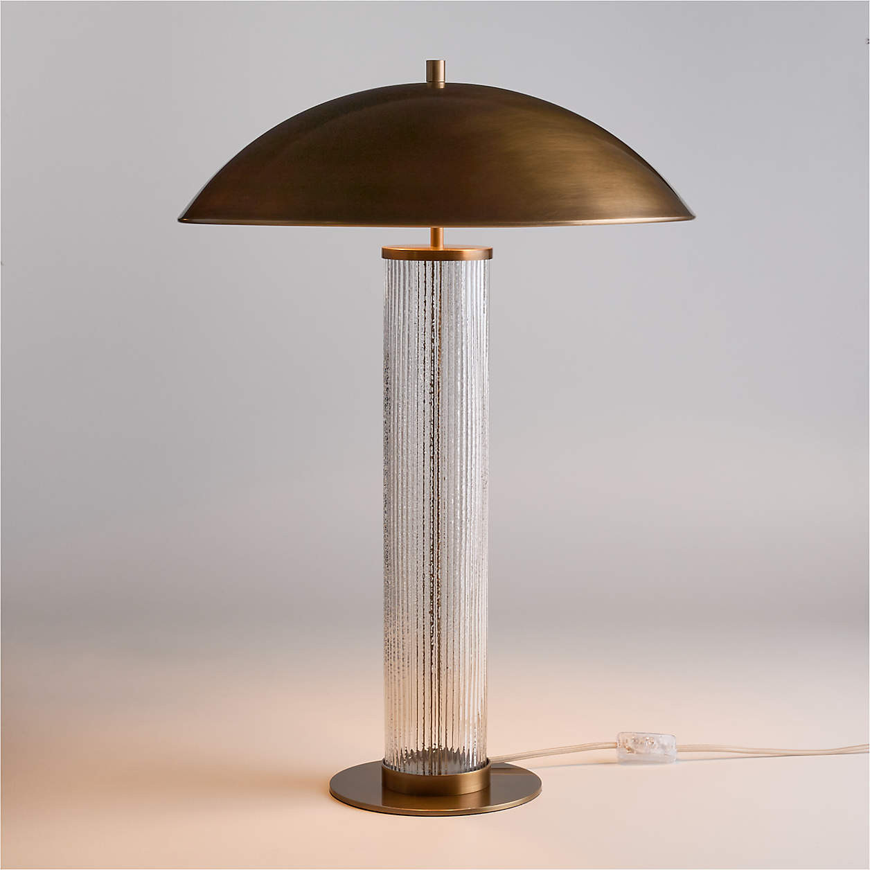 Vidro Glass Table Lamp with Brass Shade 27" + Reviews | Crate & Barrel | Crate & Barrel