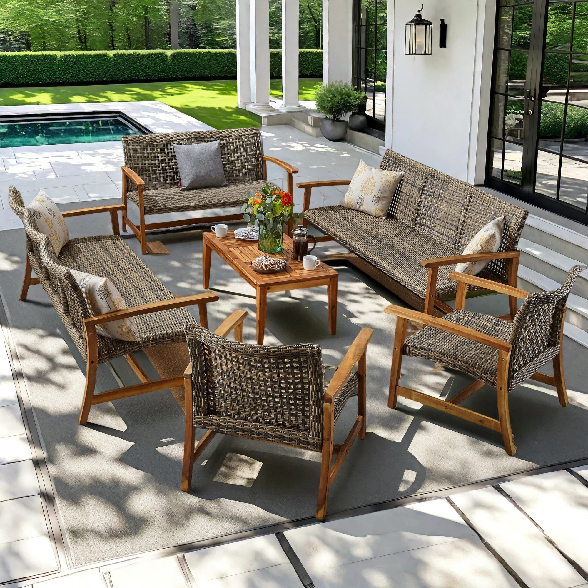 Carmyn Acacia 10 - Person Patio Conversation Set | Wayfair North America