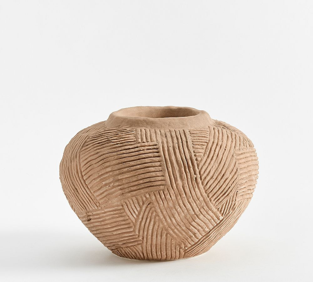 Earthenware Textured Vase, Small, Brown | Pottery Barn (US)