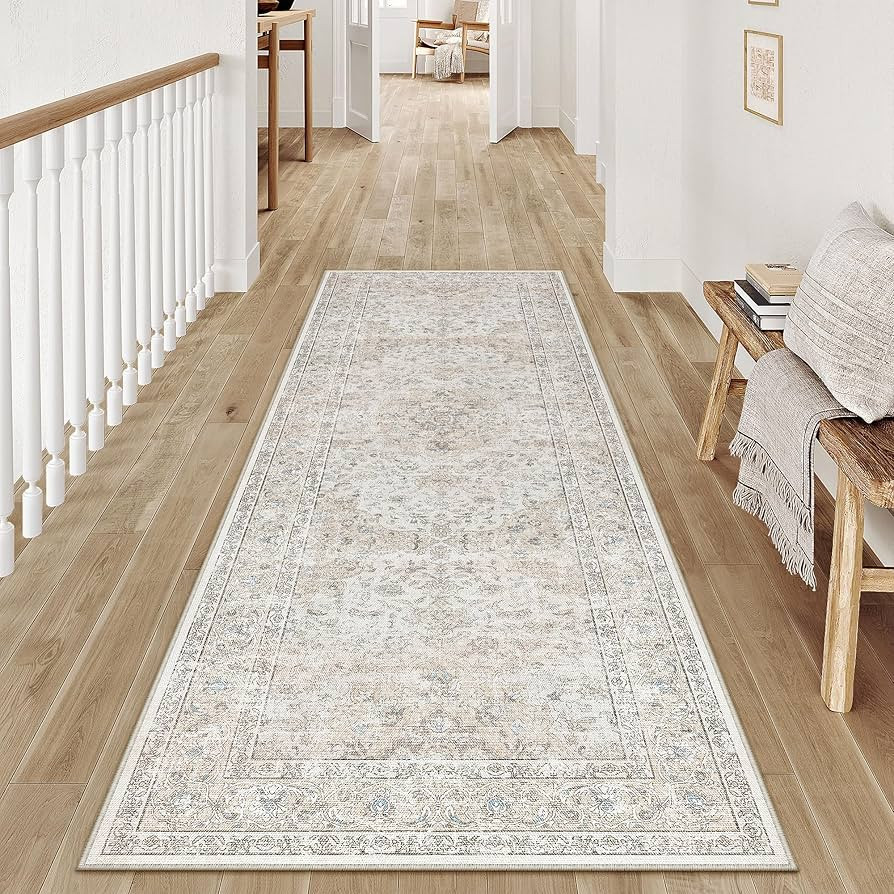 2x6 Washable Vintage Runner Rug for Living Room Bedroom Beige Grey Soft Tranditional Non Slip Run... | Amazon (US)