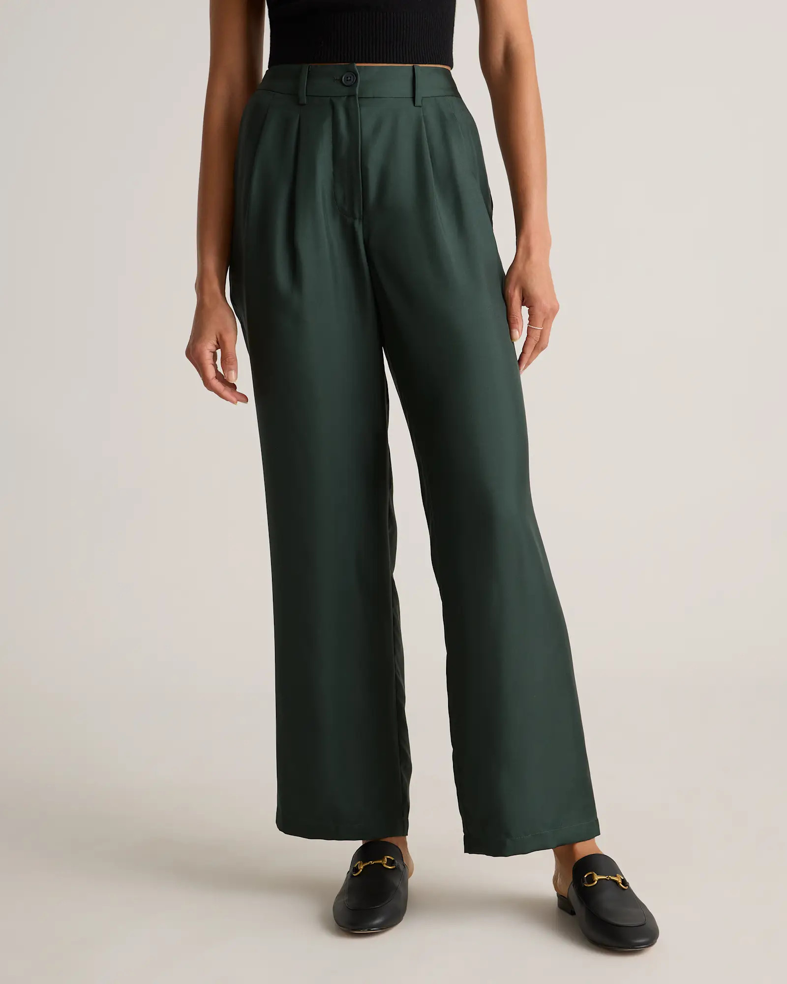 Silk Twill Trouser in Forest Green | Quince