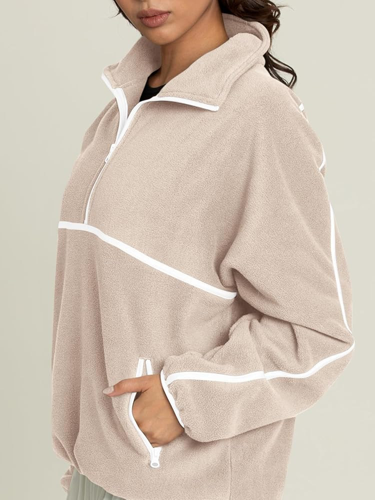 LASLULU Womens Half Zip Pullover Sweatshirt Sherpa Fleece Jacket Oversized Sweatshirts Warm Fuzzy... | Amazon (US)