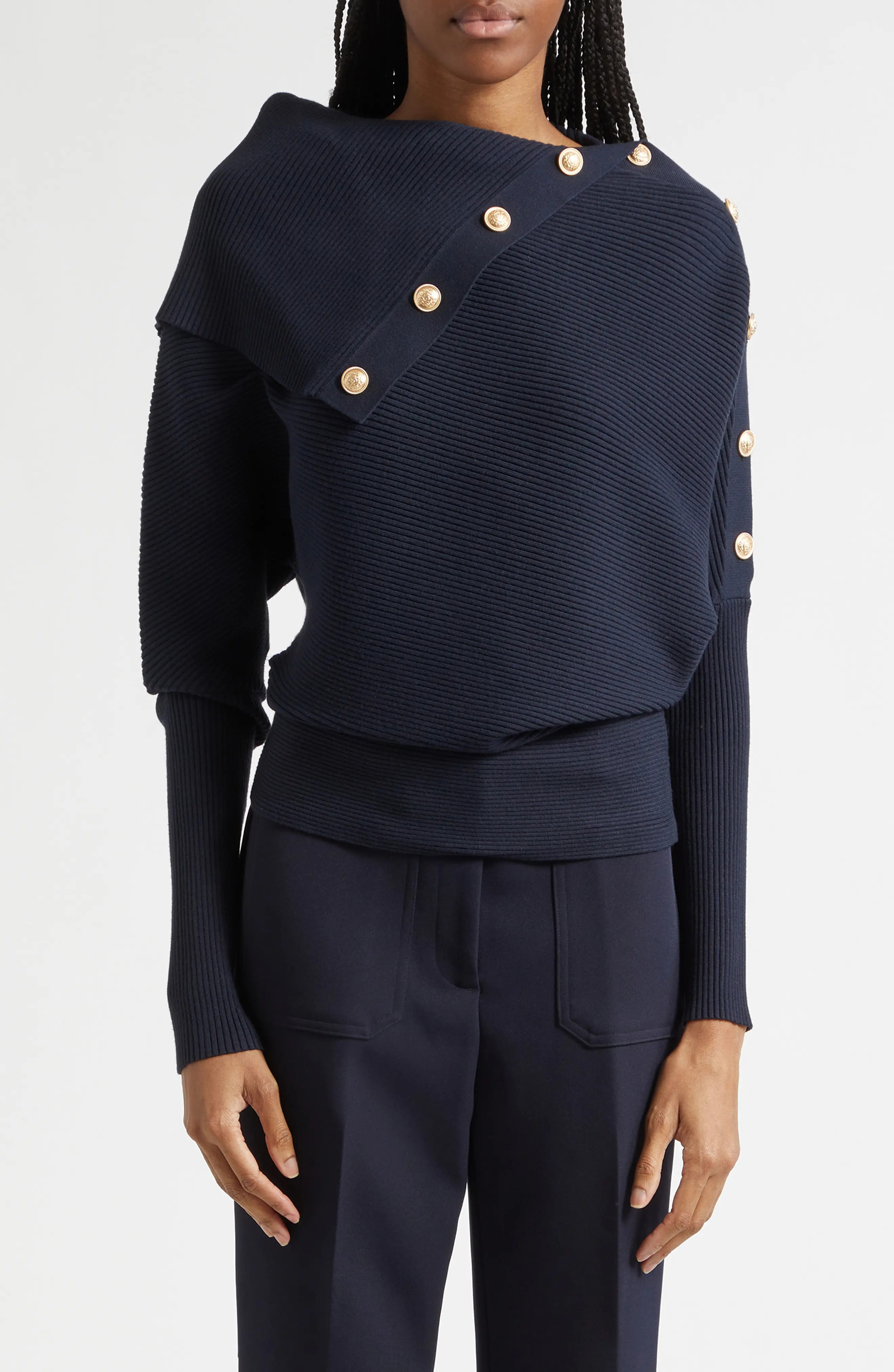Lexi Button Shawl Rib Sweater (Women) | Nordstrom | Nordstrom