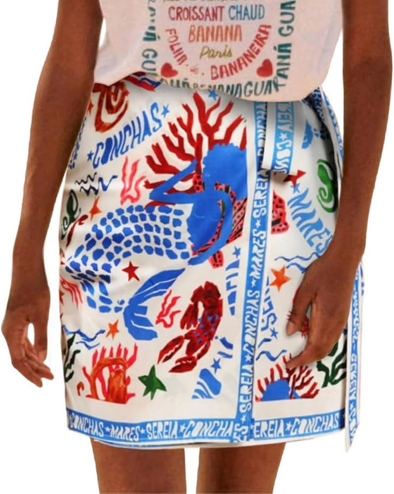 Womens Summer Floral Wrap Short Skirt | Amazon (US)