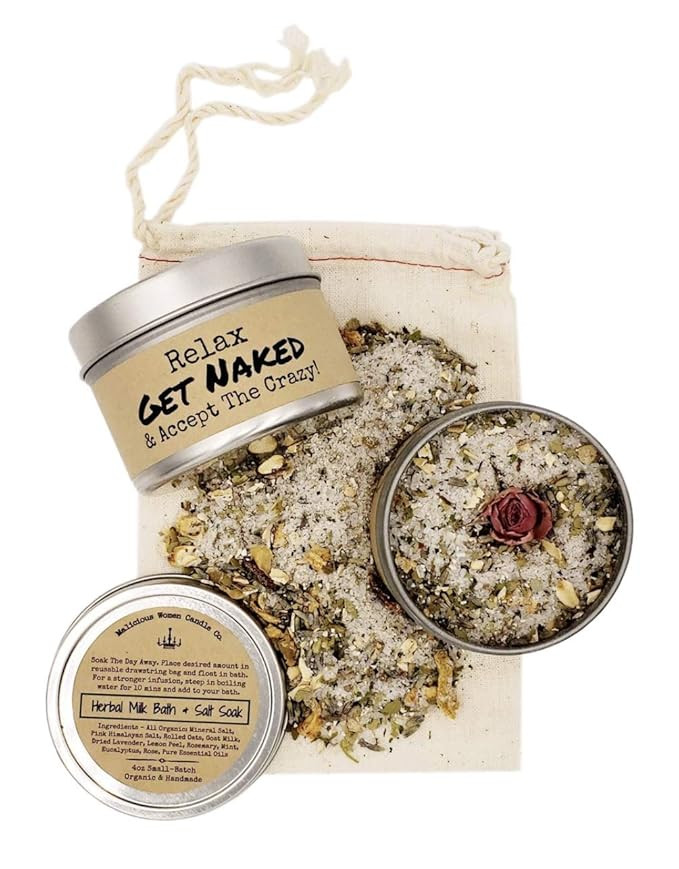 Malicious Women Candle Co - Get Naked & Accept The Crazy - Herbal Bath Salts & Tealights Gift Set | Amazon (US)