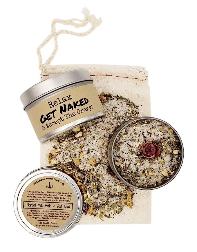 Malicious Women Candle Co - Get Naked & Accept The Crazy - Herbal Bath Salts & Tealights Gift Set | Amazon (US)