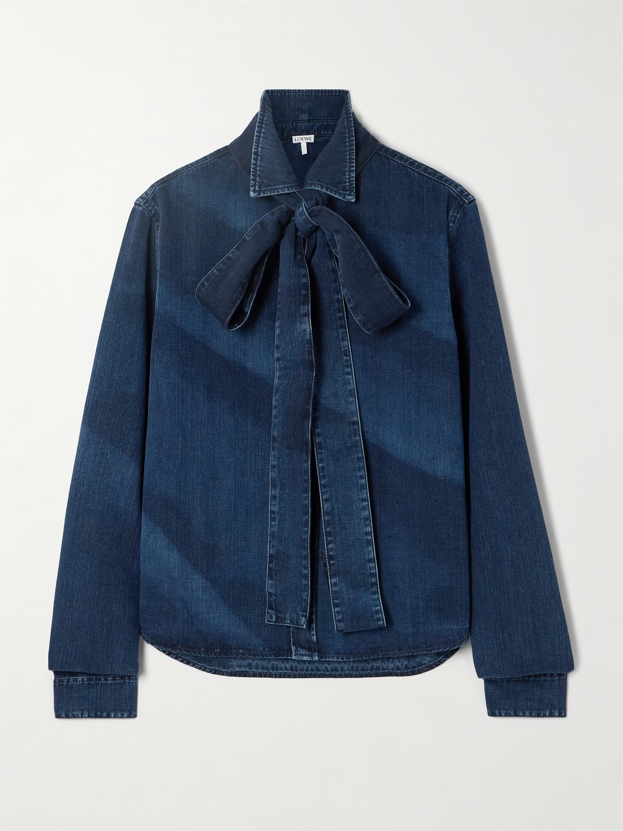 LOEWE - Pussy-bow Denim Shirt - Blue | NET-A-PORTER (UK & EU)
