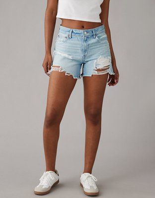 AE Strigid 4" Perfect Ripped Denim Short | American Eagle Outfitters (US & CA)