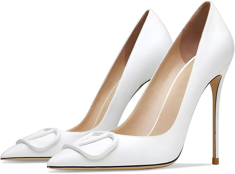 Women's Pointed Toe Shallow Mouth Sexy Square Buckle Rhinestones 10cm Stiletto Heels Slip-on Wedd... | Amazon (US)