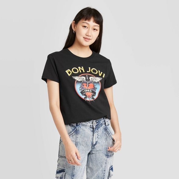 Women's Bon Jovi Short Sleeve Graphic T-Shirt - Black | Target