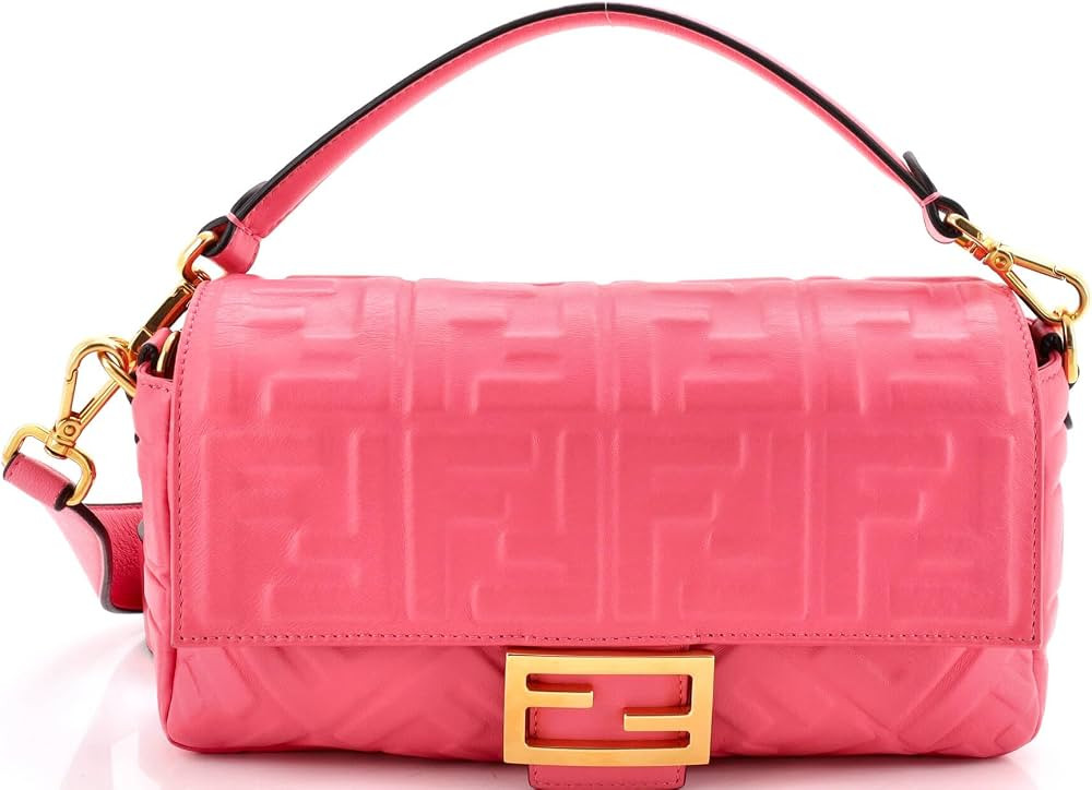 Amazon.com: Fendi, Pre-Loved Baguette NM Bag Zucca Embossed Leather Medium, Pink : Amazon Luxury | Amazon (US)