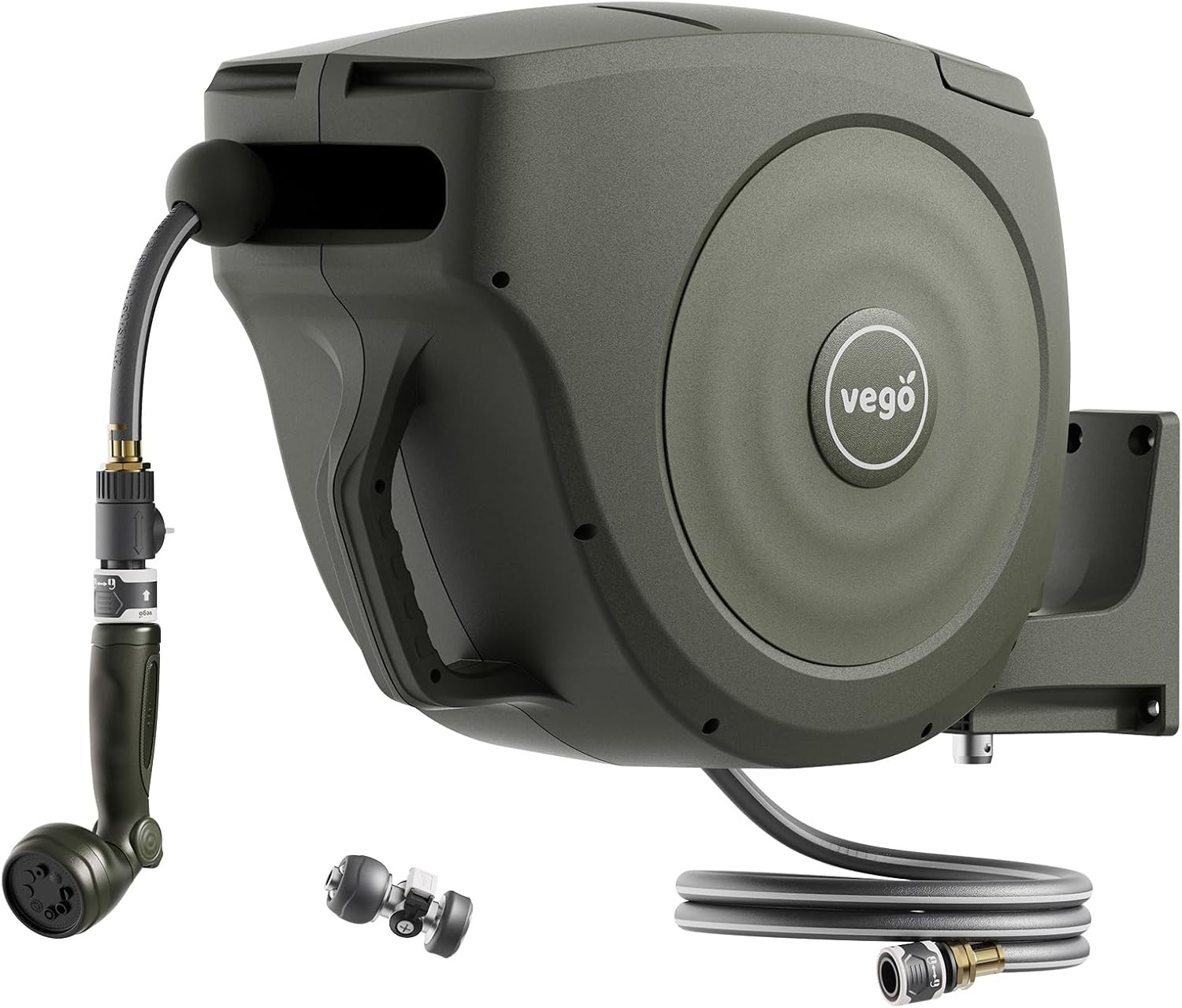 Vego Garden Hose Reel Retractable Hi-Flow Wall Mounted Hose Reel Automatic Rewind, Any Length Loc... | Amazon (US)