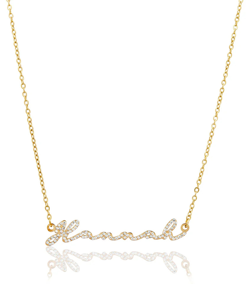 Crystal Signature Name Necklace (Gold) | Abbott Lyon