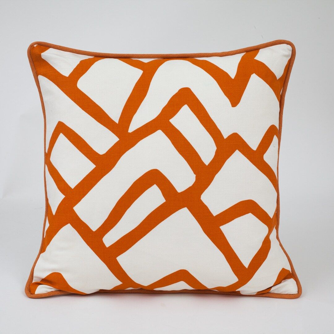 Schumacher Zimba pillow cover, orange  and white pillow cover, geometric pillow cover, designer p... | Etsy (US)