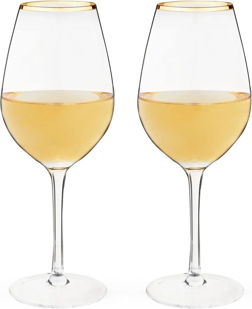 Twine Gilded Wine Glasses Drinking Set, Gold Rimmed Wine Glass Set, Stemmed Wine Drinking Glasses... | Amazon (US)