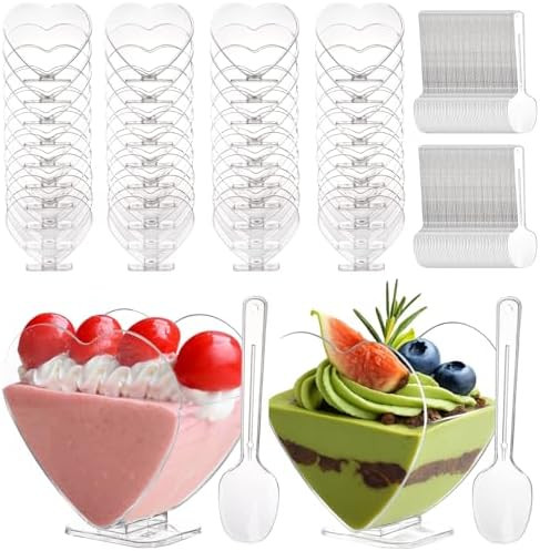Coloch 100 Pack Plastic Mini Dessert Cup with Spoon for 4 oz Dessert/2.7 oz Liquid, Clear Parfait... | Amazon (US)