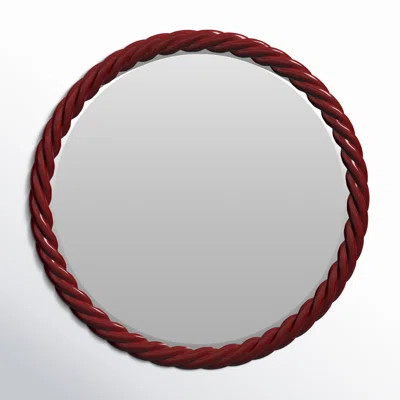 The Gita Braided Round Mirror in Glossy Navy | Wayfair North America