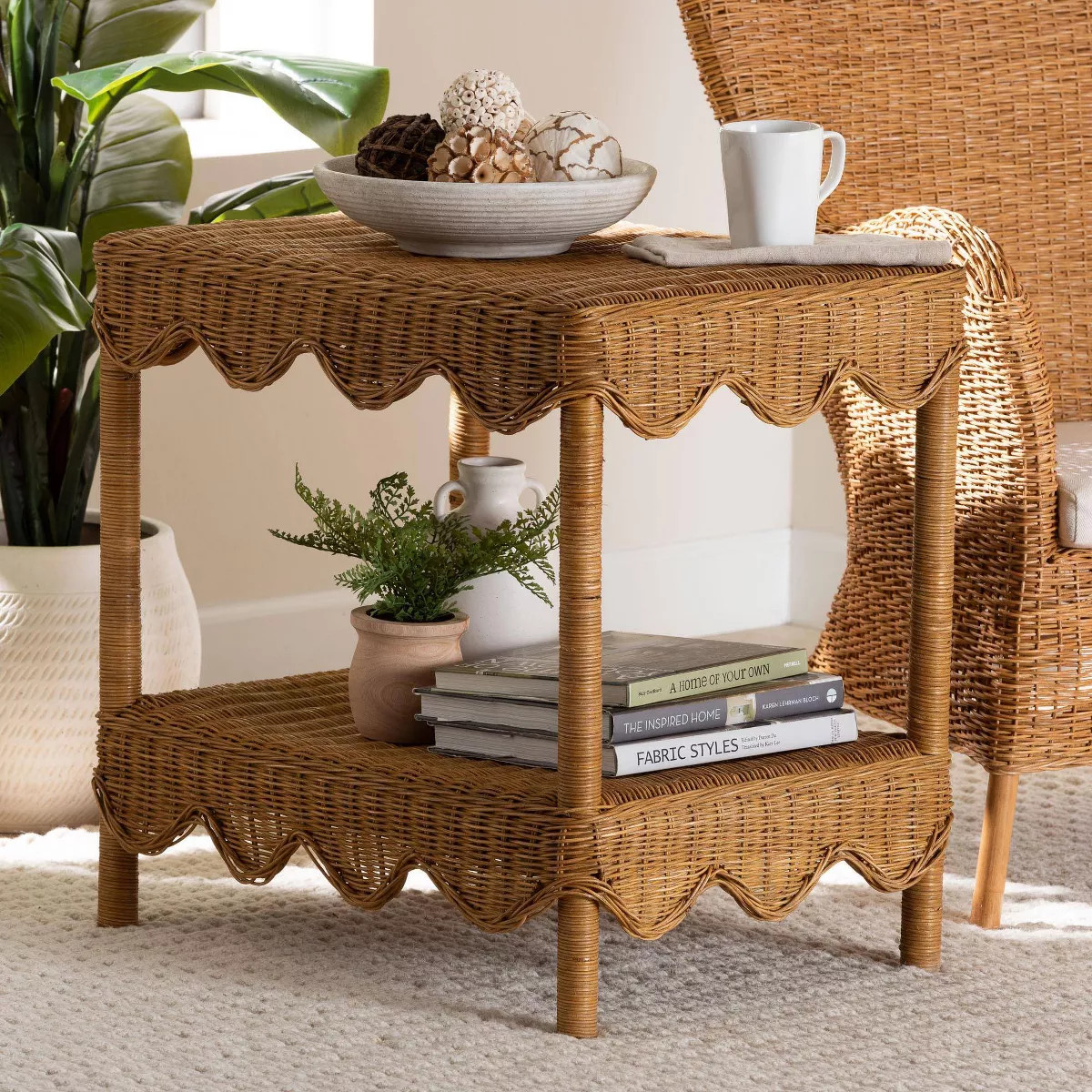 bali & pari Oteria Scalloped Rattan Side Table Light Honey | Target