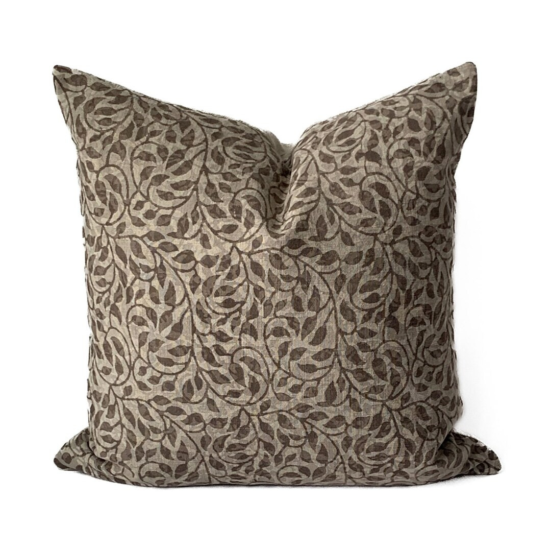 Brown Block print Throw Pillow Cover, Designer Block Print Pillow Cover, Fall Pillow Cover | Etsy (US)