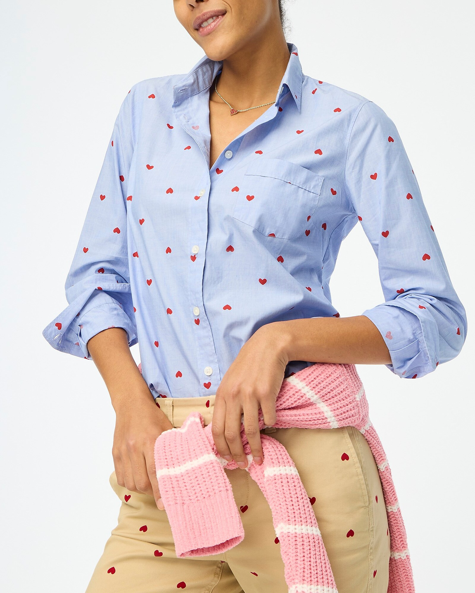 Petite heart cotton poplin shirt in signature fit | J.Crew Factory
