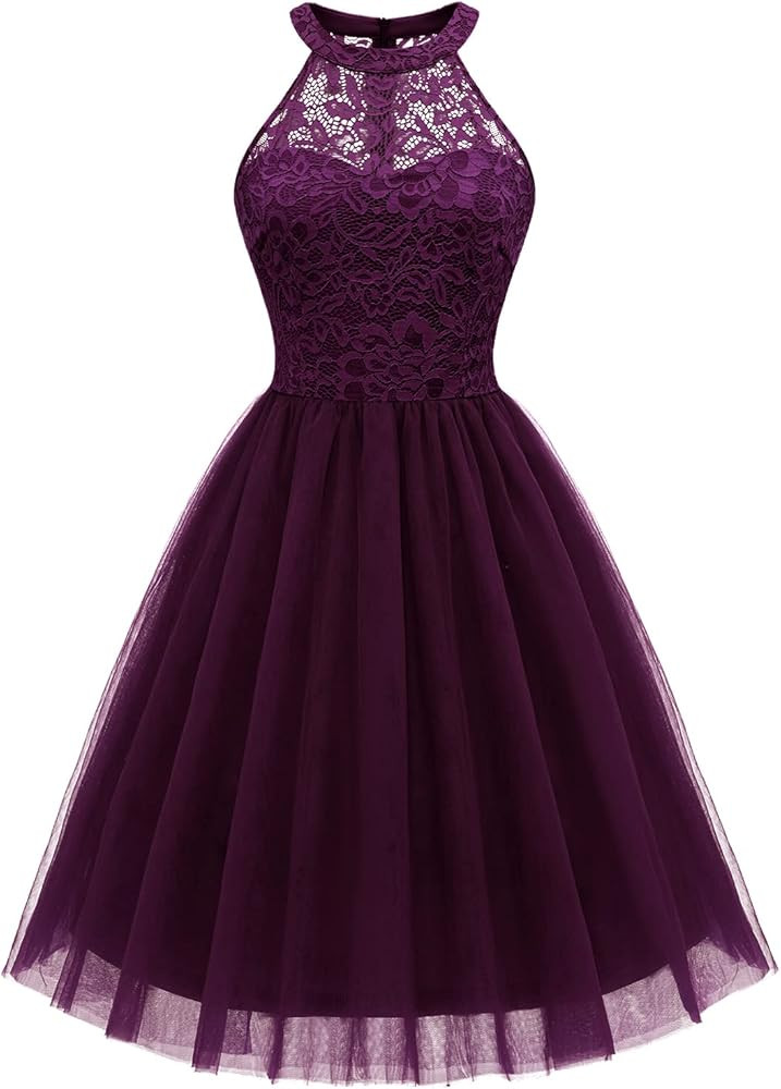 Dressystar Women's Sequin Short Prom Dress Sparkly Halter Tulle Cocktail Party Homecoming Dresses | Amazon (US)