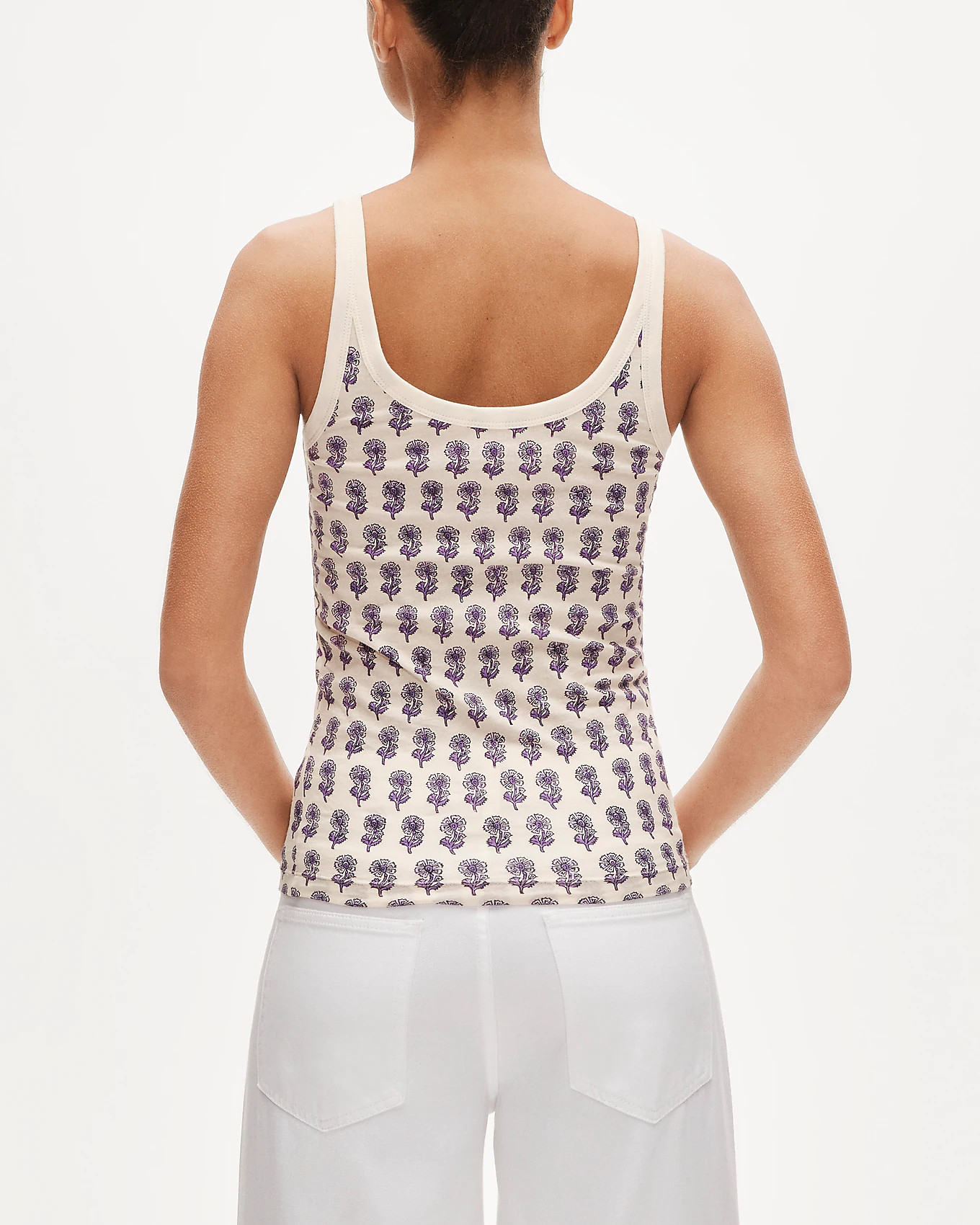 Feather jersey tank top in lilac block print | J. Crew US