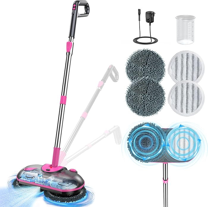 Cordless Electric Mop, Electric Spin Mop with Water Sprayer, Powerful Floor Cleaner, 300ml Tank S... | Amazon (US)
