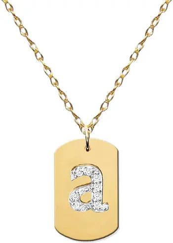 Jane Basch Designs Diamond Initial Dog Tag Necklace | Nordstrom | Nordstrom